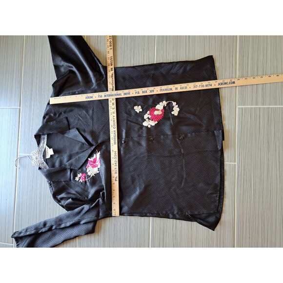 Natori Women's NEW Embroidered Black 2Piece Pajama Set Size L Silky New Tag Gift - Picture 8 of 10